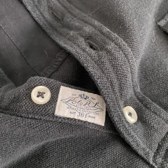 Polo Ralph Lauren Shirt Men's Large Rugby Polo Long Sleeve Crest Black Pocket - Picture 12 of 13